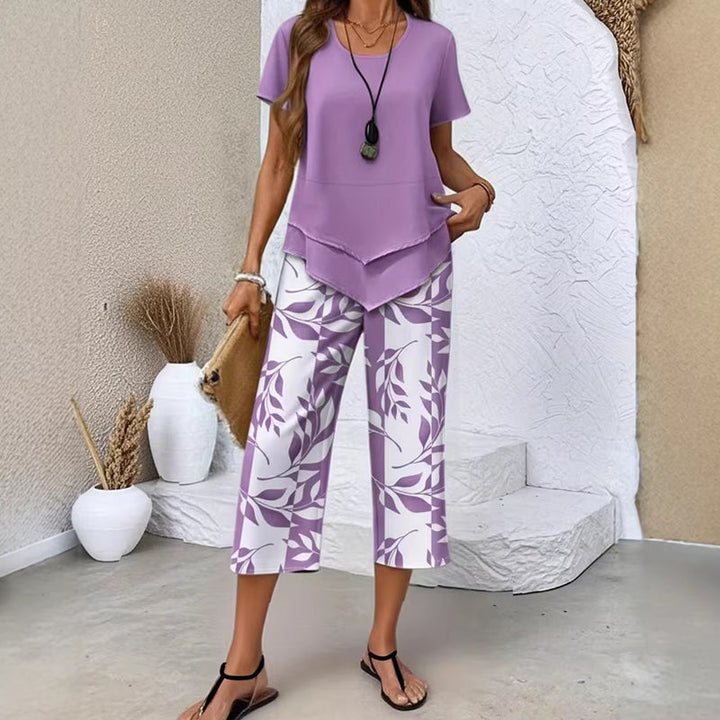Women's Cotton Floral Two-Piece Set Autumn Casual Outfit