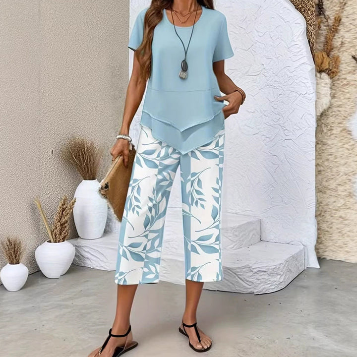 Women's Cotton Floral Two-Piece Set Autumn Casual Outfit