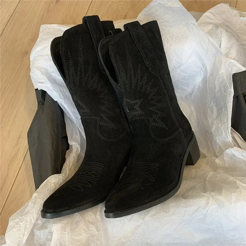 Margaret - Beautiful Embroidered Leather Western Boots