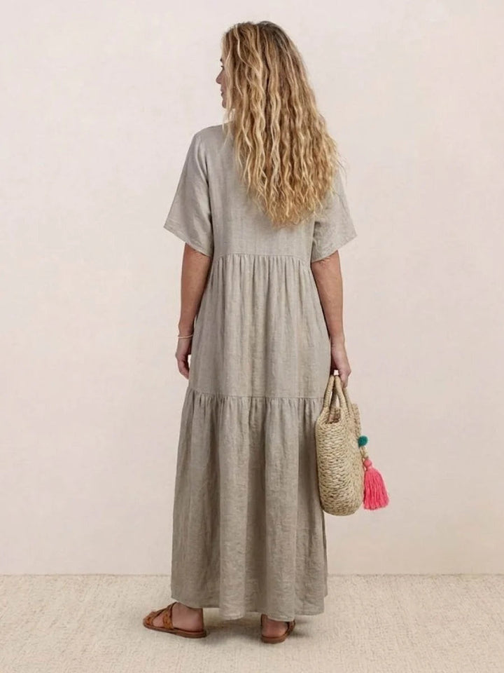 Women's Long Formal V-Neck Ruffle Dress Polyester Autumn Wear
