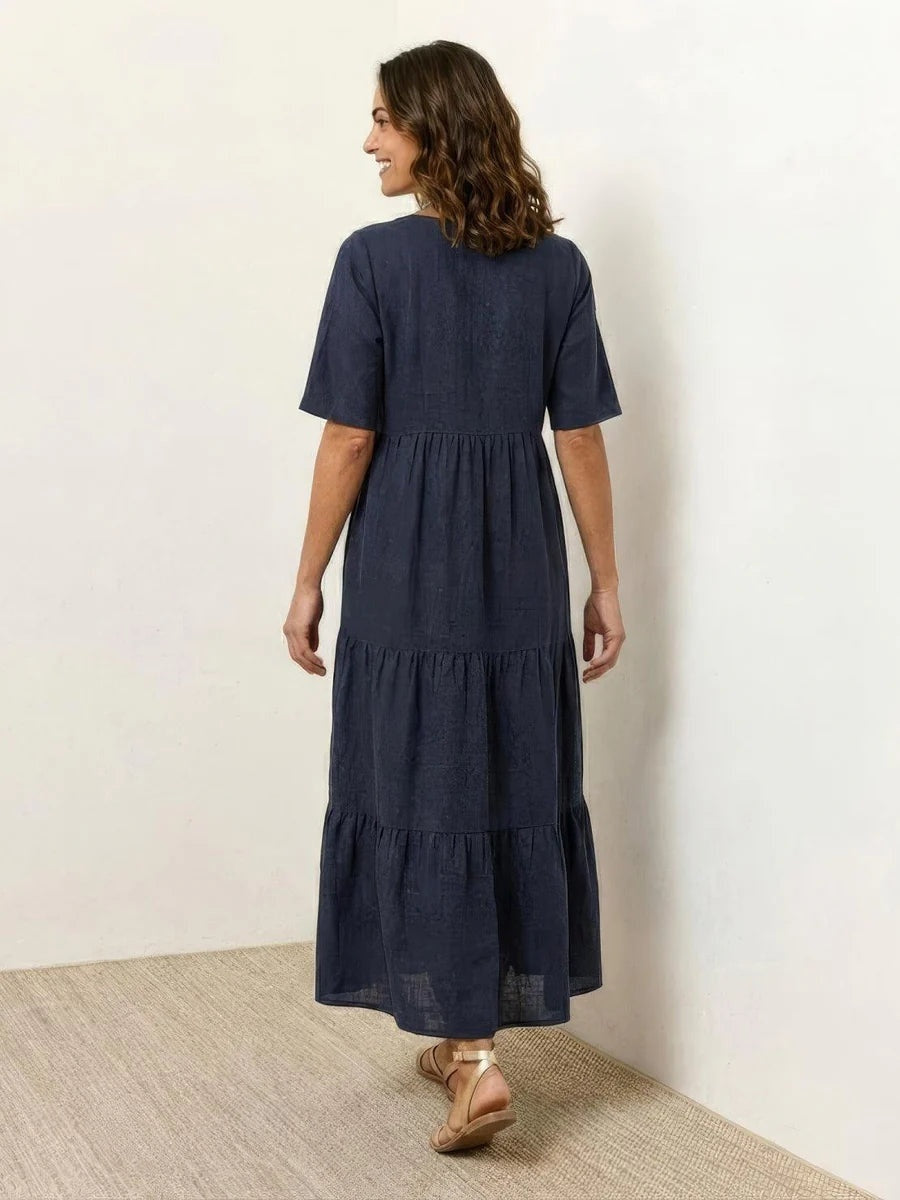 Women's Long Formal V-Neck Ruffle Dress Polyester Autumn Wear