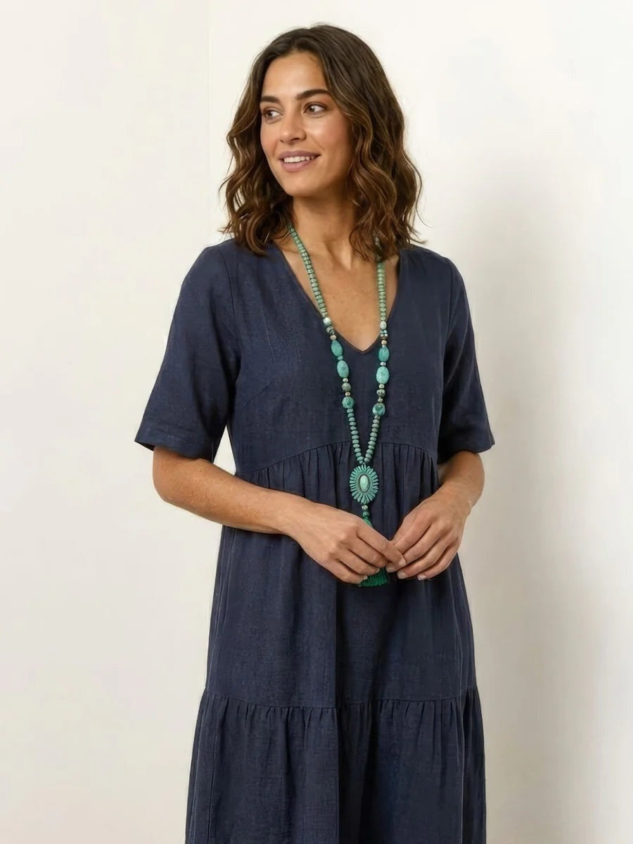 Women's Long Formal V-Neck Ruffle Dress Polyester Autumn Wear
