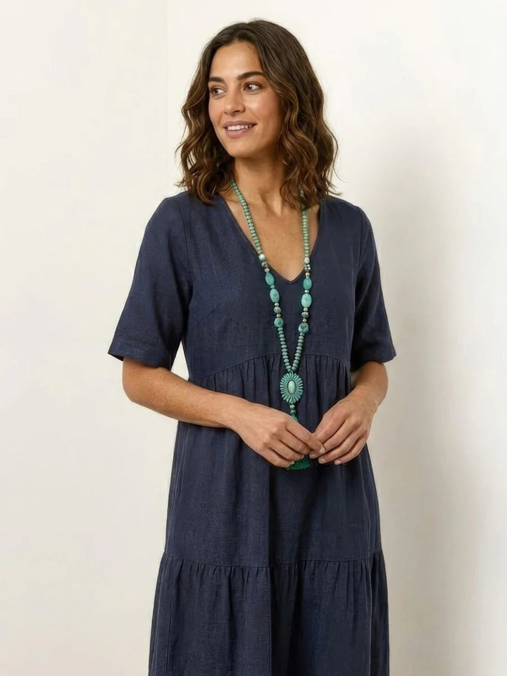 Women's Long Formal V-Neck Ruffle Dress Polyester Autumn Wear