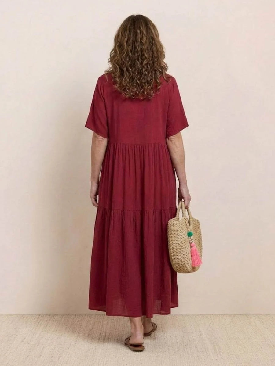 Women's Long Formal V-Neck Ruffle Dress Polyester Autumn Wear