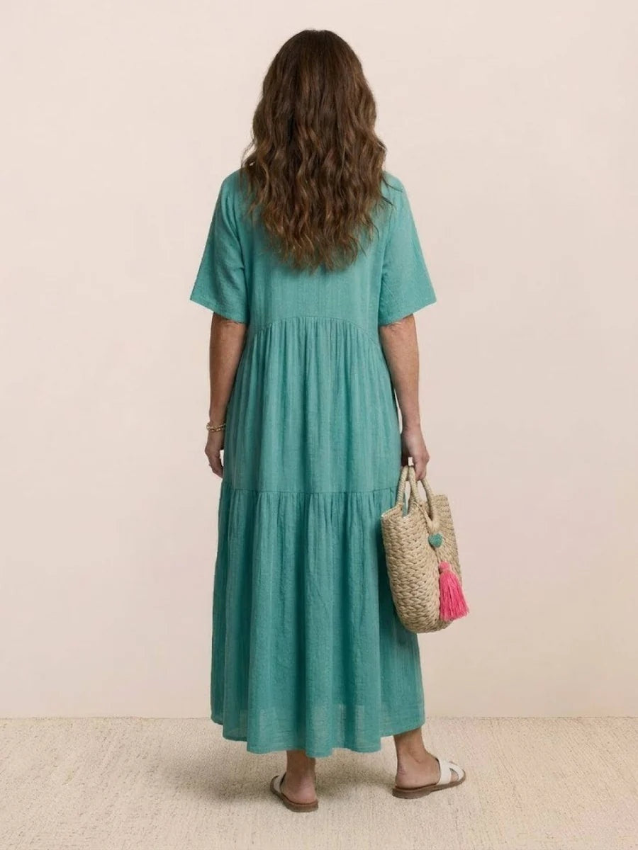 Women's Long Formal V-Neck Ruffle Dress Polyester Autumn Wear