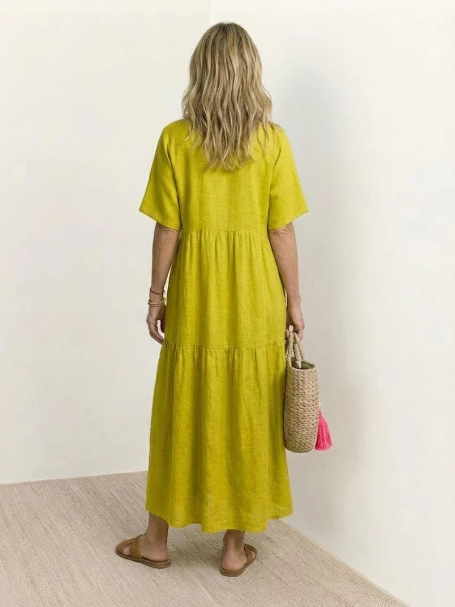 Women's Long Formal V-Neck Ruffle Dress Polyester Autumn Wear