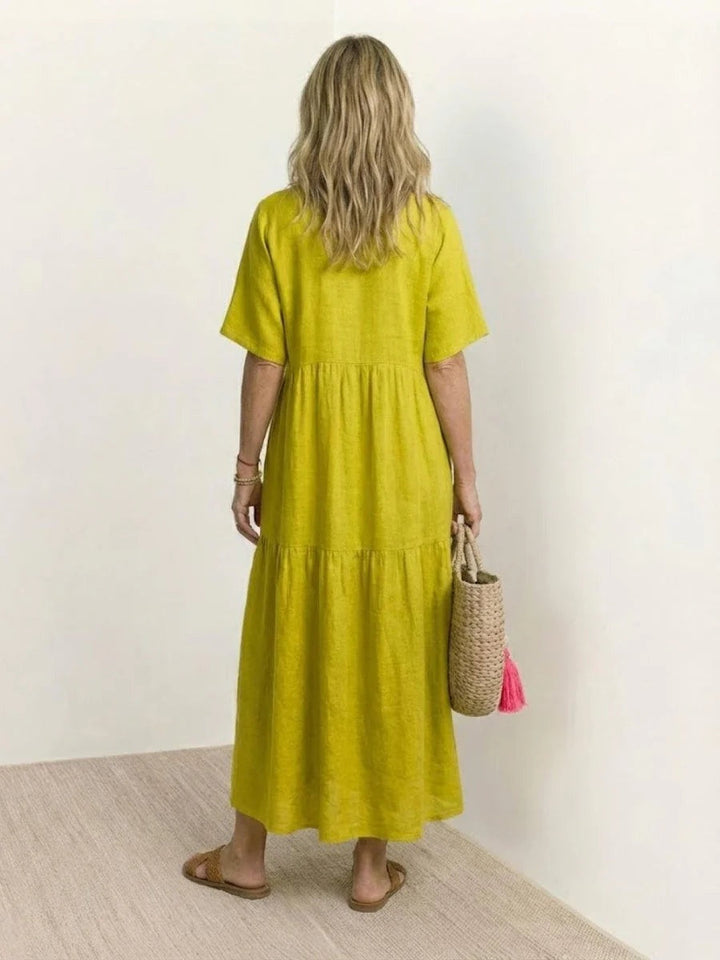 Women's Long Formal V-Neck Ruffle Dress Polyester Autumn Wear