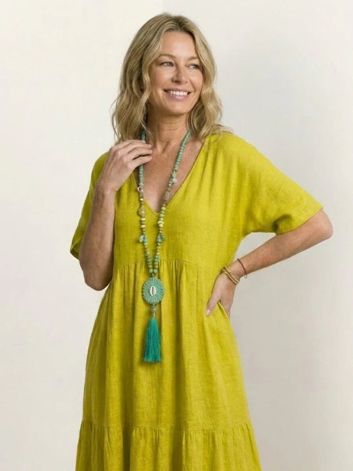 Women's Long Formal V-Neck Ruffle Dress Polyester Autumn Wear