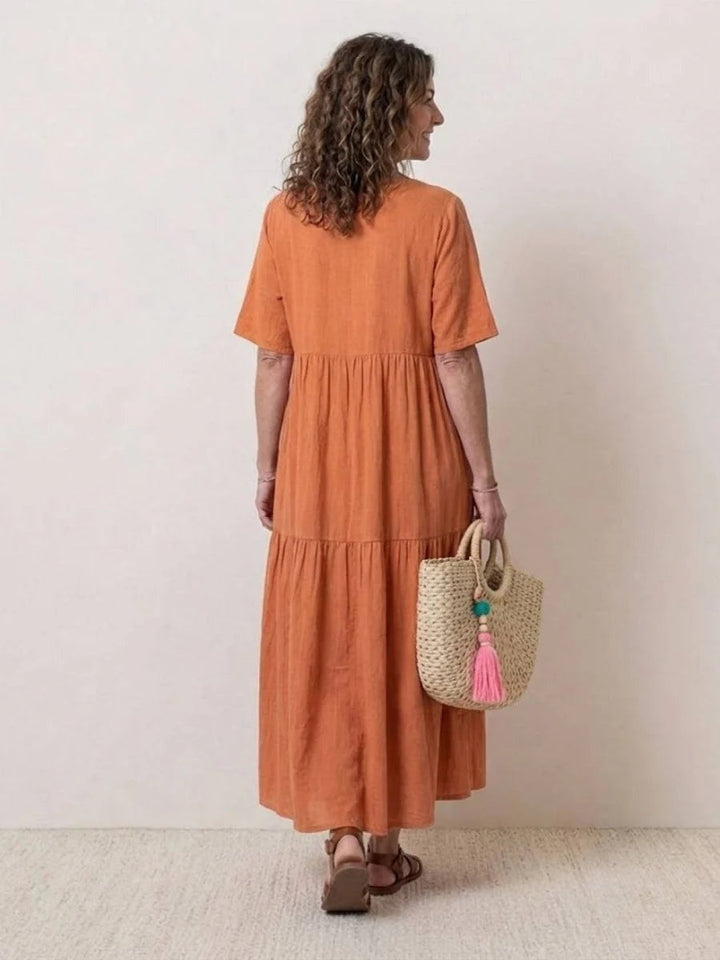 Women's Long Formal V-Neck Ruffle Dress Polyester Autumn Wear