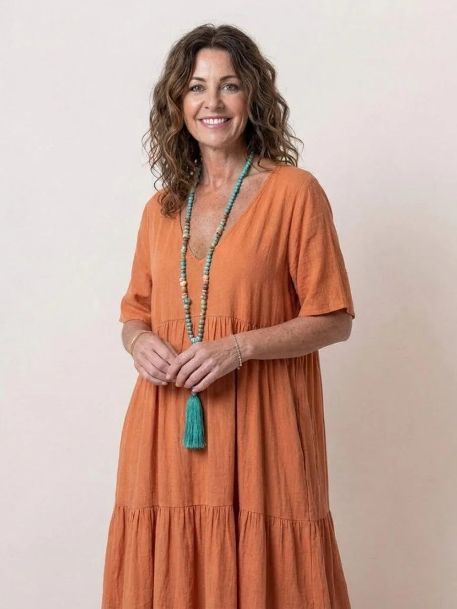 Women's Long Formal V-Neck Ruffle Dress Polyester Autumn Wear