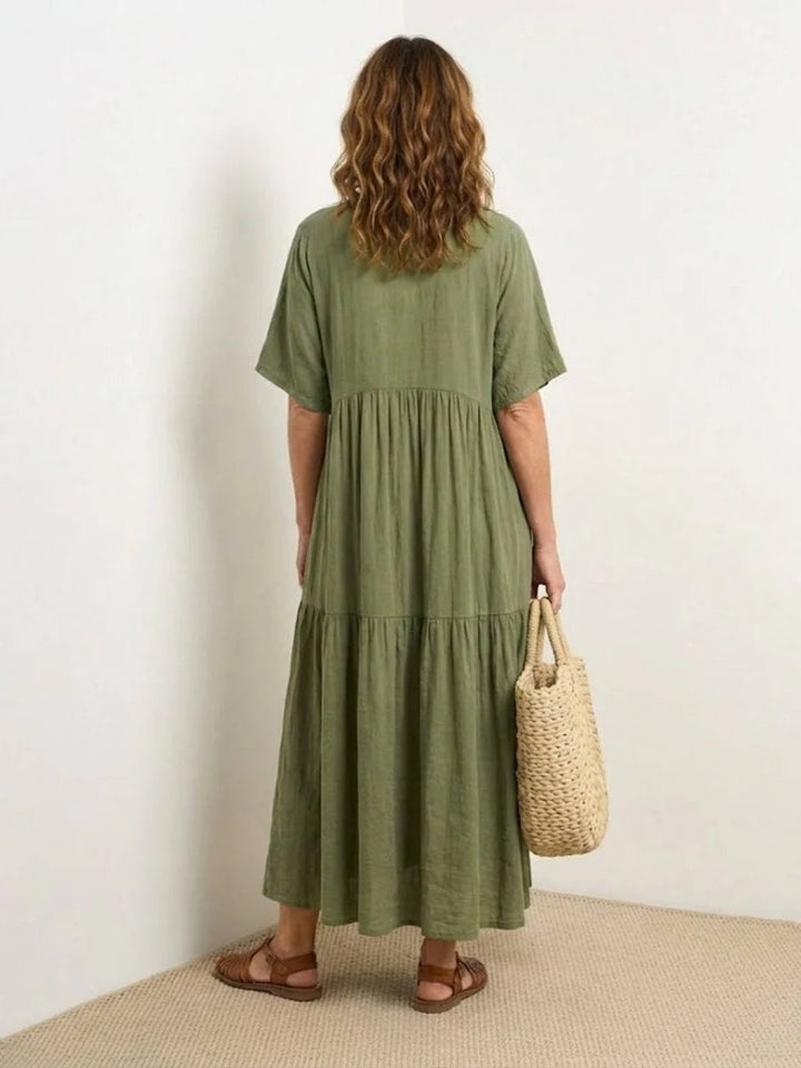Women's Long Formal V-Neck Ruffle Dress Polyester Autumn Wear