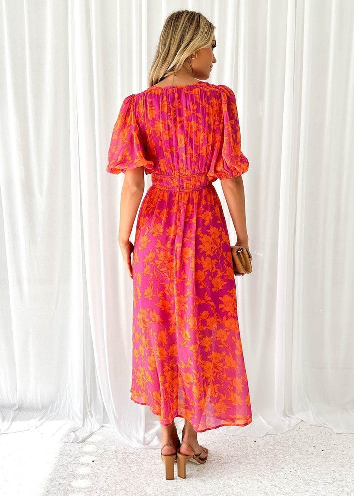 Women's Printed Maxi Wedding Guest Dress Polyester Autumn Wear